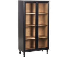 Beliani Vitrina su stiklinėmis durelėmis TINGLEDALE 80 cm juoda