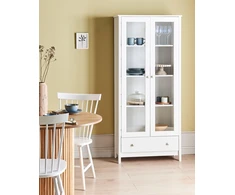 Beliani Vitrina su stiklinėmis durelėmis NORNALUP 80 cm, balta