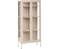 Beliani Vitrina su stiklinėmis durelėmis HARTY Metal 80 cm smėlio spalvos