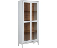 Beliani Vitrina su stiklinėmis durelėmis RUMSON 80 cm, balta