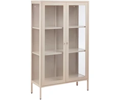 Beliani Vitrina su stiklinėmis durelėmis NASH Metal 90 cm smėlio spalvos