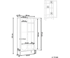 Beliani Vitrina su stiklinėmis durelėmis FOXTON Metal 80 cm smėlio spalvos