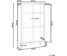 Beliani Vitrina su stiklinėmis durelėmis NASH Metal 90 cm balta