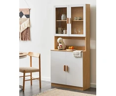 Beliani Vitrina su stiklinėmis durelėmis CYGNET 80 cm balta