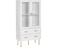 Beliani Vitrina su stiklinėmis durelėmis MILORA 80 cm Balta