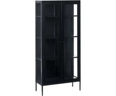 Beliani Vitrina su stiklinėmis durelėmis HARTY metalinė 80 cm juoda