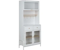Beliani Vitrina su stiklinėmis durelėmis PARLIN 82 cm balta