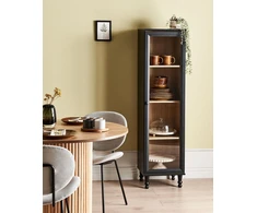 Beliani Vitrina su stiklinėmis durelėmis TINGLEDALE 40 cm juoda
