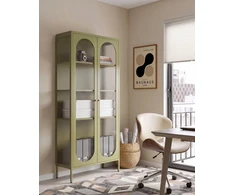 Beliani Vitrina su stiklinėmis durelėmis FOXTON Metal 80 cm žalia