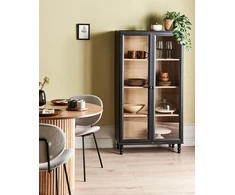 Beliani Vitrina su stiklinėmis durelėmis TINGLEDALE 80 cm juoda