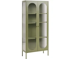 Beliani Vitrina su stiklinėmis durelėmis FOXTON Metal 80 cm žalia