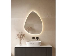 Beliani Vonios kambario veidrodis LED LUGNY 70 cm 90 cm sidabrinis