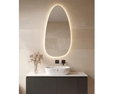 Beliani Vonios kambario veidrodis su LED apšvietimu ROYER 60 cm 130 cm sidabrinis