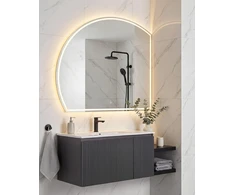 Beliani Vonios veidrodis LED OZENAY 100 cm 100 cm Sidabrinis