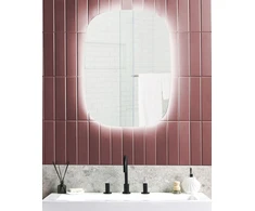 Beliani Vonios veidrodis su LED apšvietimu BERGERAC 58 cm 78 cm sidabrinis