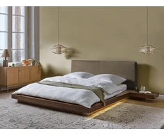 Beliani ZEN LED Boucle lova, 160 x 200 cm, uosio ruda