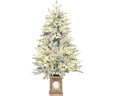 Dirbtinė kalėdinė eglutė, apsnigta, su 100 LED, žalia/balta, 120 cm
