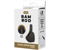 Dreamtoys RAMROD REGULIUOJAMA VIBRUOJANTI PENIO ŽIEDAS SU NUOTOLINIU PULTU Juodas