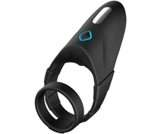 Dvigubas vibrantis C formos žiedas tarpvietei, juodas FORTO F-48