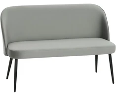 Dvivietė sofa, moderni minkšta sofa su metaliniu ir mediniu rėmu, aksominio audinio apmušalas, pilka