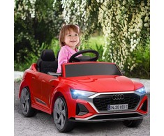 Elektrinis vaikiškas automobilis, 12V Audi Q8, 3-5 km/h, su nuotolinio valdymo pultu, priekiniais žibintais, muzika, raudonas