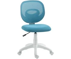 Ergonomiška biuro kėdė su C formos atrama nugarai, aukščiui reguliuojama, mėlyna