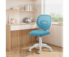 Ergonomiška biuro kėdė su C formos atrama nugarai, aukščiui reguliuojama, mėlyna