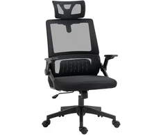 Ergonomiška biuro kėdė Vinsetto, reguliuojama, su galvos atrama, porankiais ir supimosi funkcija, juoda