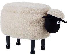 Beliani Gyvūno formos pufas su daiktadėže SHEEP šviesiai smėlio spalvos avytė