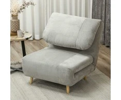 Fotelis HOMCOM "2 in 1" sofa-lova Reguliuojamas sulankstomas čiužinys Miegamojo, svetainės ir miegamojo lova 82 x 89 x 83 cm Pilka spalva