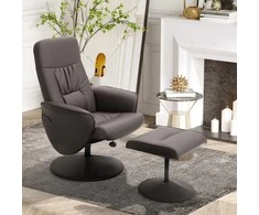 Fotelis HOMCOM 2-Piece Armchair Set, Armchair with Footstool, Recliner with Footstool, Height Adjustable, Reclining Backrest, Brown