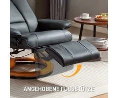 Fotelis HOMCOM atloženis su atlošimo funkcija, pasukamas, iki 150 kg, dirbtinės odos apmušalas, plieno rėmas, tamsiai pilkas