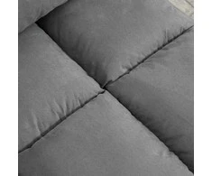 Fotelis HOMCOM 2-in-1 grindų kėdė ir lova su atlošu, 3 reguliuojamos padėtys, sėdynės pagalvėlė, pilka, aksomas ir plienas, 102x73x60 cm