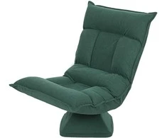 Fotelis HOMCOM Grindų Kėdė 360° Besisukantis Grindų Krėslas su 5 Pakopų Reguliuojamu Atlošu, Sulankstoma Grindų Sofa Meditacijos Kėdė Minkšta Laisvalaikio Sofa Svetainei, Žaidimams ir Skaitymui, Žalia