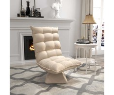 Fotelis HOMCOM grindų kėdė, reguliuojamo atlošo grindų sofa, pasukama meditacinė kėdė su pagrindu, minkštas minkštasuolis, tinginio sofa, smėlio spalvos