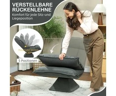 HOMCOM grindų kėdė, 360° besisukanti, su 5 padėčių reguliuojamu atlošu, sulankstoma grindų sofa, paminkštinta meditacijos kėdė, „Lazy Sofa“ svetainei, žaidimams ir skaitymui, tamsiai pilka