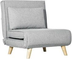 Fotelis HOMCOM Sofa-lova, sulankstoma lova su lovos funkcija, juosmens pagalvėlė, sulankstomas atlošas su lino išvaizda, reguliuojamas atlošas, galima pakrauti iki 150 kg, skirta svetainei Šviesiai pilka