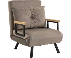 Fotelis HOMCOM Sofa-lova, sulankstoma lova su lovos funkcija, atlošiama su atlošais, minkšta sofa su reguliuojamu atlošu, aksomo išvaizdos, 63 x 73 x 81 cm, šviesiai ruda