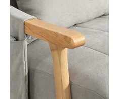 Fotelis "HOMCOM" supamasis krėslas, minkštas minkštas minkštas supamasis krėslas su juosmens pagalvėle, šonine kišene, mediniu rėmu, lininės išvaizdos, skirtas svetainei, miegamajam, pilkos spalvos