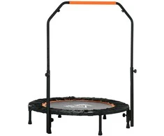 HOMCOM 102 cm fitneso batutas, sulankstomas mini batutas su keturiomis reguliuojamo aukščio rankenomis, fitneso šokdynė suaugusiesiems, iki 100 kg, juodas