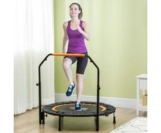 HOMCOM 102 cm fitneso batutas, sulankstomas mini batutas su keturiomis reguliuojamo aukščio rankenomis, fitneso šokdynė suaugusiesiems, iki 100 kg, juodas