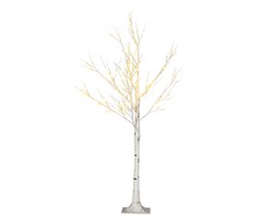 Homcom LED dirbtinis beržas su 72 šiltai baltomis LED lemputėmis, baltas, 17 x 17 x 120 cm