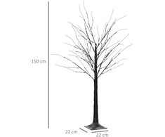 HOMCOM 150 cm dirbtinė eglutė, beržas su 96 LED, dirbtinis sniegas, Kalėdų eglutė beržas, Kalėdų dekoracijos dirbtinis beržas vakarėliui, gimtadieniui, vestuvėms, rudos spalvos
