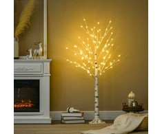 HOMCOM 150 cm dirbtinė eglutė, beržas su LED, Kalėdų eglutė beržas, kalėdinė dekoracija dirbtinis beržas vakarėliui, gimtadieniui, vestuvėms