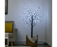 HOMCOM 150 cm dirbtinė eglutė, beržas su 96 LED, dirbtinis sniegas, Kalėdų eglutė beržas, Kalėdų dekoracijos dirbtinis beržas vakarėliui, gimtadieniui, vestuvėms, rudos spalvos