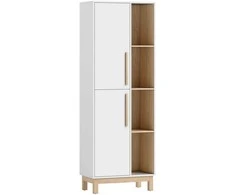 HOMCOM 176 cm aukšta knygų spinta, 4 atviros lentynos, 2 spintelės, laisvai pastatoma, MDF, balta