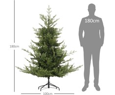 HOMCOM 180 cm kalėdinė eglutė Dirbtinė natūrali tanki šakų Kalėdų eglutė su 1942 šakų galiukais tikroviška išvaizda Kalėdoms Žalia