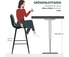 HOMCOM 2 vnt. baro kėdžių komplektas, bistro kėdės su kojų atrama, baro kėdė, aksominis apmušalas, virtuvės kėdė, stalviršio kėdžių komplektas su plieninėmis kojomis svetainei, valgomajam, žalia, 42 x 47 x 105 cm