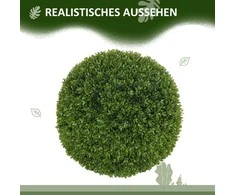 HOMCOM 2 dirbtinių buksmedžio rutuliukų rinkinys 40 cm dirbtinis augalas, plastikiniai dirbtiniai augalai buksmedžio rutuliukas, netikras augalas gyvenamajam kambariui, miegamajam, biurui, sodui, moderniai dekoravimo dovanai