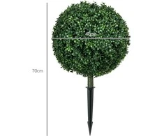 HOMCOM 2 dirbtinių buksmedžių rinkinys didelis 70 cm dirbtinis augalas su UV apsauga, dirbtiniai augalai kaip tikri su žemės kuoliukais gyvenamajam kambariui, miegamajam, biurui, sodui, moderniai apdailai